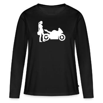 Motorcyclist Super athlete woman motorcycle lady - Women's Premium Organic Long Sleeve Shirt - black - Front - Julia (174cm)