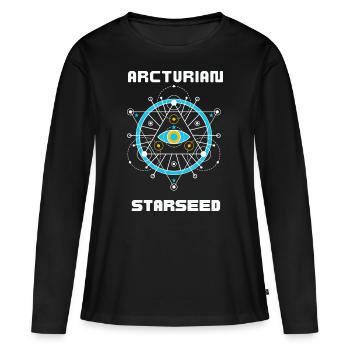 Arcturian Starseed Ufo Geschenkidee - Frauen Premium Bio Langarmshirt - Schwarz - Vorne - Julia (174cm)
