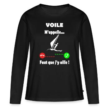 Voile - voile m'appelle - T-shirt manches longues Premium bio Femme - noir - Devant - Julia (174cm)