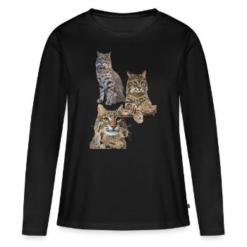 Luchs - Frauen Premium Bio Langarmshirt - Schwarz - Vorne - Julia (174cm)