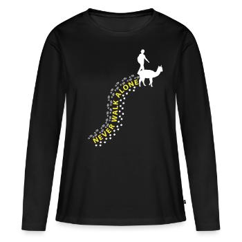 Femme & Alpaga Ne marchez jamais seule - T-shirt manches longues Premium bio Femme - noir - Devant - Julia (174cm)