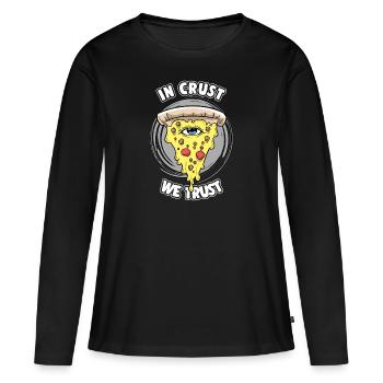 Pizza All-Seeing Eye In Crust en qui nous avons confiance - T-shirt manches longues Premium bio Femme - noir - Devant - Julia (174cm)