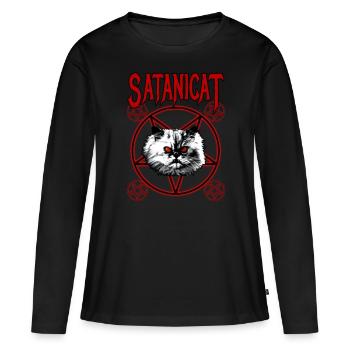 SATANICAT - T-shirt manches longues Premium bio Femme - noir - Devant - Julia (174cm)