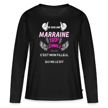 Pour Ma Marraine Trop Géniale Ouais Elle Déchire - T-shirt manches longues Premium bio Femme - noir - Devant - Julia (174cm)