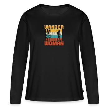 Wander Women - Eat Sleep Hike Repeat - Women's Premium Organic Long Sleeve Shirt - black - Front - Julia (174cm)