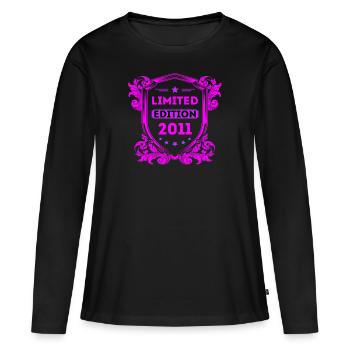 2011 - Frauen Premium Bio Langarmshirt - Schwarz - Vorne - Julia (174cm)