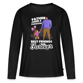 Père et fille - T-shirt manches longues Premium bio Femme - noir - Devant - Julia (174cm)