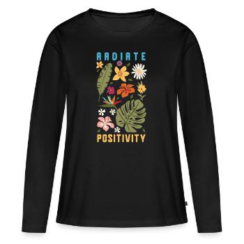 Rayonner de positivité - T-shirt manches longues Premium bio Femme - noir - Devant - Julia (174cm)