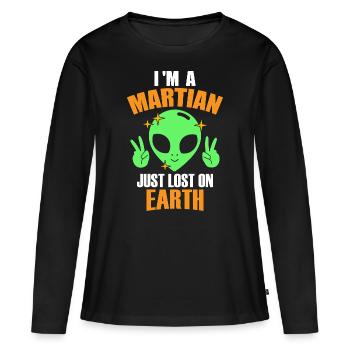 Je suis un Martien juste perdu sur Terre, Humour, Fun, - T-shirt manches longues Premium bio Femme - noir - Devant - Julia (174cm)