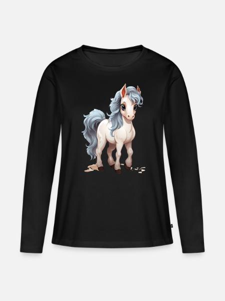 Cute Horse Baby - Premium økologisk langærmet T-shirt til kvinder - sort