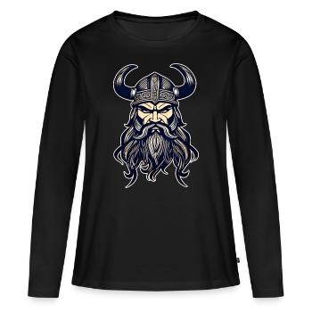 Stolzer Wikinger Krieger Germane - Frauen Premium Bio Langarmshirt - Schwarz - Vorne - Julia (174cm)