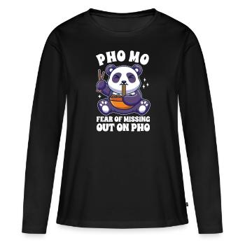 Drôle Pho Panda mignon mangeant Pho - T-shirt manches longues Premium bio Femme - noir - Devant - Julia (174cm)