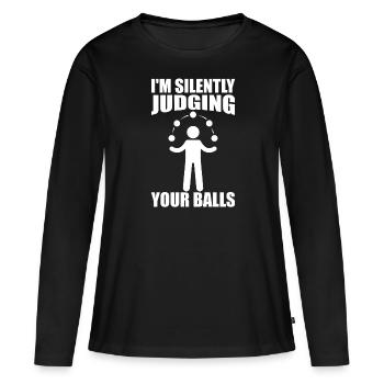 Jongleur drôle - T-shirt manches longues Premium bio Femme - noir - Devant - Julia (174cm)