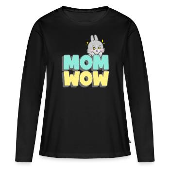 Mom wow. Meilleure maman - T-shirt manches longues Premium bio Femme - noir - Devant - Julia (174cm)