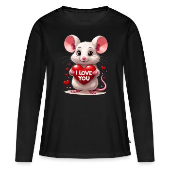 I love you - Frauen Premium Bio Langarmshirt - Schwarz - Vorne - Julia (174cm)