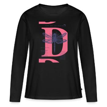 Libellule – la légèreté rencontre le sens - T-shirt manches longues Premium bio Femme - noir - Devant - Julia (174cm)