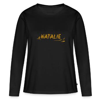 Idée cadeau pour Natalie Natalie Prénom - T-shirt manches longues Premium bio Femme - noir - Devant - Julia (174cm)