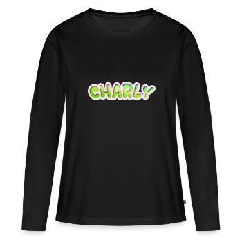 Charly comme métier - T-shirt manches longues Premium bio Femme - noir - Devant - Julia (174cm)
