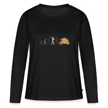 Motorcycle Evolution Vintage Shadow Biker - Frauen Premium Bio Langarmshirt - Schwarz - Vorne - Julia (174cm)