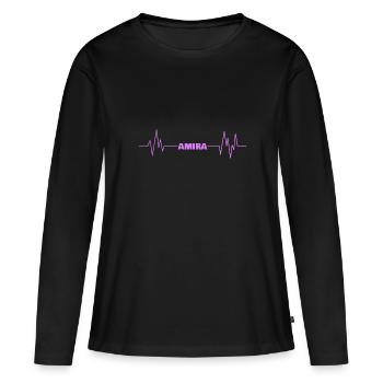 Prénom Amira - T-shirt manches longues Premium bio Femme - noir - Devant - Julia (174cm)