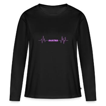 First name Agatha - Women's Premium Organic Long Sleeve Shirt - black - Front - Julia (174cm)