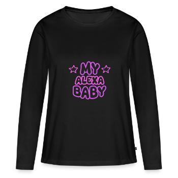 Alexa comme prénom - T-shirt manches longues Premium bio Femme - noir - Devant - Julia (174cm)