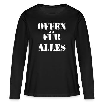 Ouvert à tous en disant - T-shirt manches longues Premium bio Femme - noir - Devant - Julia (174cm)