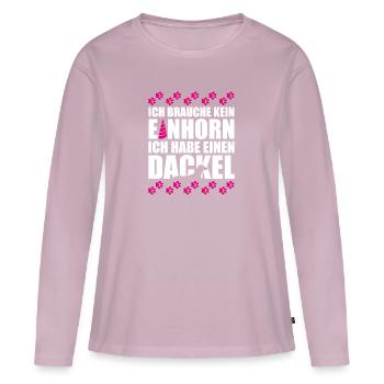 Ich brauche kein Einhorn ich habe einen Dackel - Frauen Premium Bio Langarmshirt - Altrosa - Vorne - Julia (174cm)