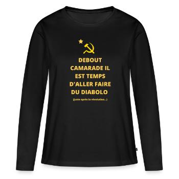 Cadeau humour diabolo cirque passion drôle - T-shirt manches longues Premium bio Femme - noir - Devant - Julia (174cm)