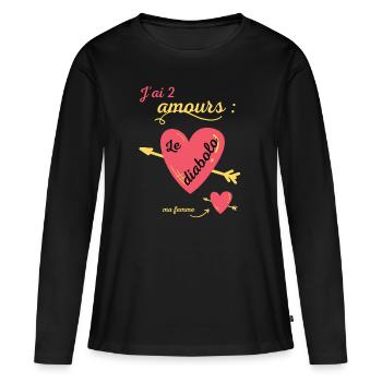 Cadeau humour diabolo cirque passion drôle - T-shirt manches longues Premium bio Femme - noir - Devant - Julia (174cm)