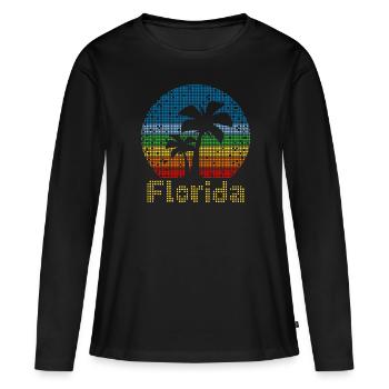 8bit Retro Florida Urlaub - Frauen Premium Bio Langarmshirt - Schwarz - Vorne - Julia (174cm)