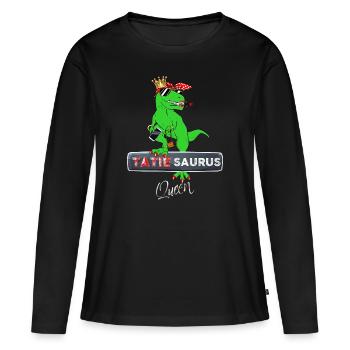 Tatie Dinosaure Tatiesaurus Queen - T-shirt manches longues Premium bio Femme - noir - Devant - Julia (174cm)
