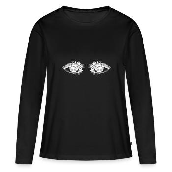 Yeux mignons avec des cils - T-shirt manches longues Premium bio Femme - noir - Devant - Julia (174cm)