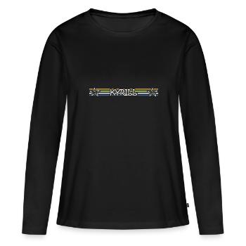 Cyril - T-shirt manches longues Premium bio Femme - noir - Devant - Julia (174cm)