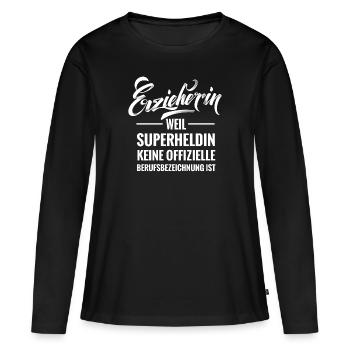 Erzieherin Superheldin Typography - Women's Premium Organic Long Sleeve Shirt - black - Front - Julia (174cm)