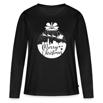 Weihnachten Schneeball Santa Sleigh Frohe Weihnachten Geschenk - Frauen Premium Bio Langarmshirt - Schwarz - Vorne - Julia (174cm)