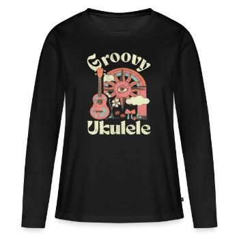 Ukulélé Groovy - T-shirt manches longues Premium bio Femme - noir - Devant - Julia (174cm)