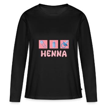 Sucette Henné - T-shirt manches longues Premium bio Femme - noir - Devant - Julia (174cm)