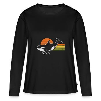 Vintage Orca Créatures de la mer Baleine de mer Orque - T-shirt manches longues Premium bio Femme - noir - Devant - Julia (174cm)