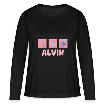 Sucette Alvin - T-shirt manches longues Premium bio Femme - noir - Devant - Julia (174cm)