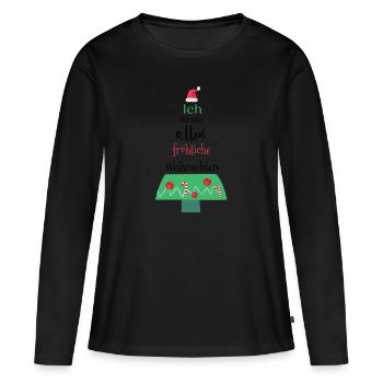 Fröhliche Weihnachten süße Weihnachtswünsche Baum - Frauen Premium Bio Langarmshirt - Schwarz - Vorne - Julia (174cm)