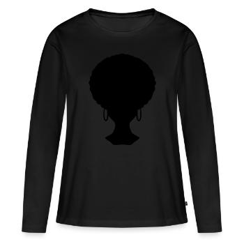 Afro Look Frisur - Frauen Premium Bio Langarmshirt - Schwarz - Vorne - Julia (174cm)