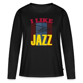 I like Jazz white - T-shirt manches longues Premium bio Femme - noir - Devant - Julia (174cm)
