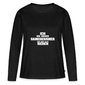 Profession Concepteur de jeux - T-shirt manches longues Premium bio Femme - noir - Devant - Julia (174cm)