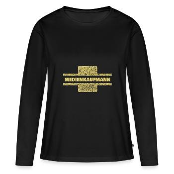 Profession : Commis aux médias - T-shirt manches longues Premium bio Femme - noir - Devant - Julia (174cm)