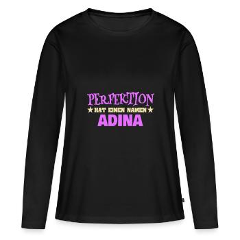 Cadeau pour annonce - T-shirt manches longues Premium bio Femme - noir - Devant - Julia (174cm)
