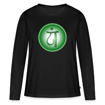 Chakra du coeur ANAHATA - Energie et yoga - T-shirt manches longues Premium bio Femme - noir - Devant - Julia (174cm)