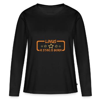 Linus - T-shirt manches longues Premium bio Femme - noir - Devant - Julia (174cm)