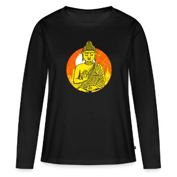Buddah Bouddhisme - T-shirt manches longues Premium bio Femme - noir - Devant - Julia (174cm)