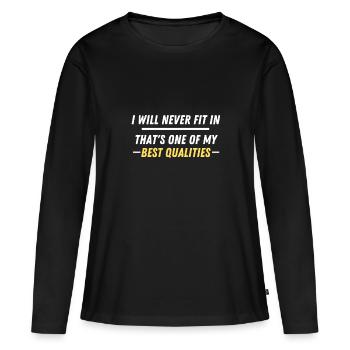 Citation cool - Je ne m'intégrerai jamais - T-shirt manches longues Premium bio Femme - noir - Devant - Julia (174cm)
